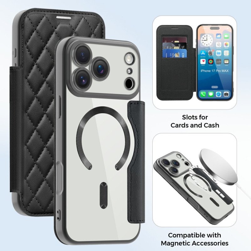 Folio-fodral iPhone 17 Pro Telefonfodral Magsafe-kompatibel Quiltad