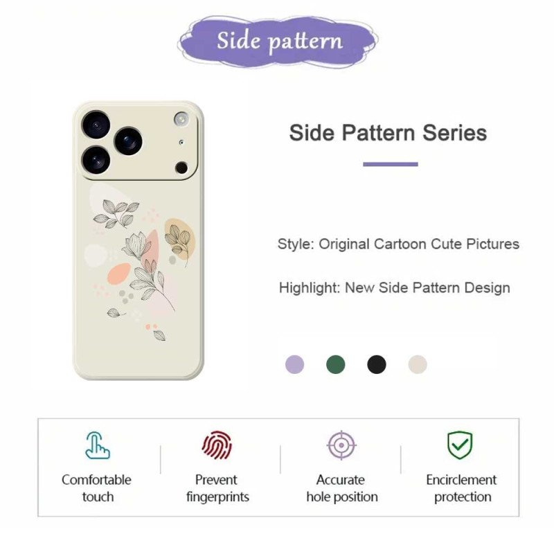 Skal För iPhone 17 Pro Flytande Silikon Med Skissade Löv