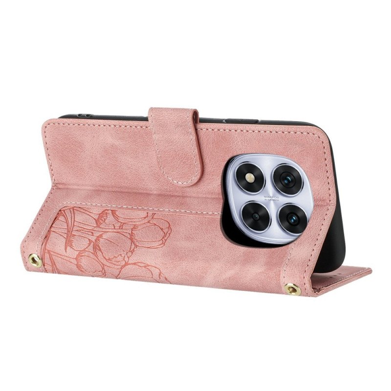 Fodral Xiaomi Redmi Note 14 Pro 4g Blommönster Med Rem