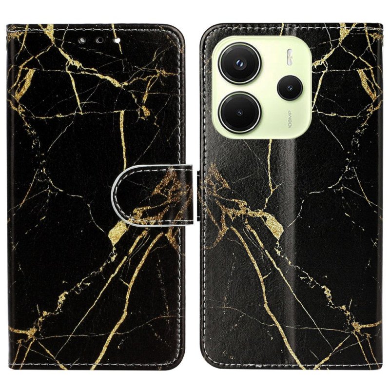 Fodral Xiaomi Redmi Note 14 Pro 4g Svart Och Guld Marmor