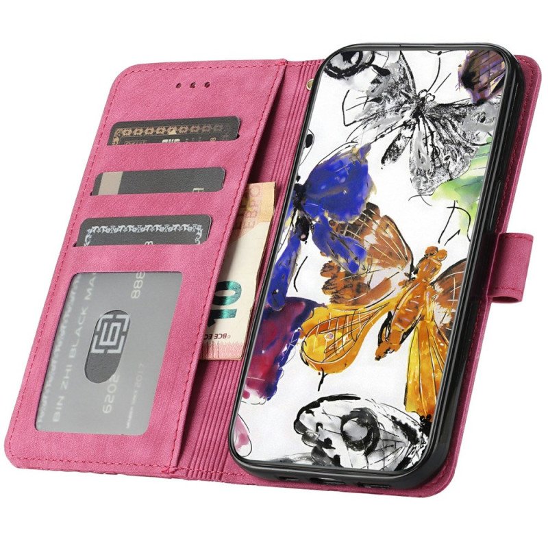 Läderfodral Xiaomi Redmi Note 14 Pro 4g Telefonfodral Fjärilar Med Mockaeffekt