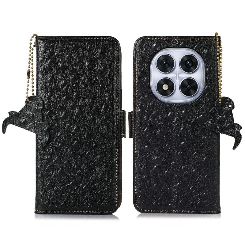 Läderfodral Xiaomi Redmi Note 14 Pro 4g Telefonfodral Rfid-blockerande Strutsläder Med Textur