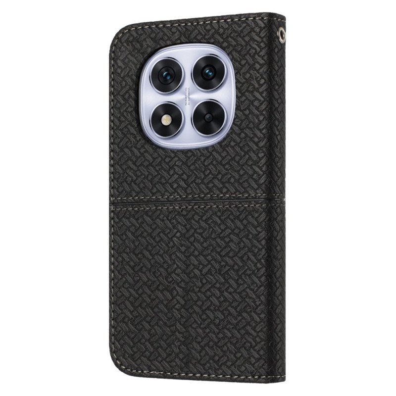 Läderfodral Xiaomi Redmi Note 14 Pro 4g Telefonfodral Vävd Textur Med Rem