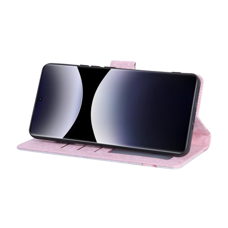 Läderskal Fodral Xiaomi Redmi Note 14 Pro 4g Rfid-blockerande Blommönster