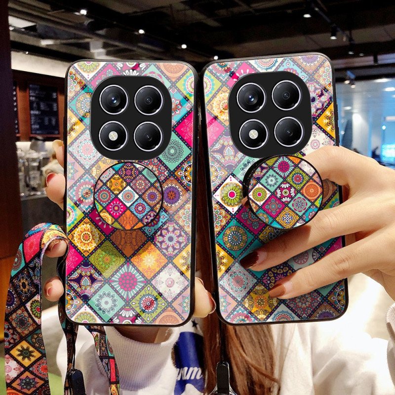 Skal Xiaomi Redmi Note 14 Pro 4g Stativ Och Rem Med Lapptäcksmönster