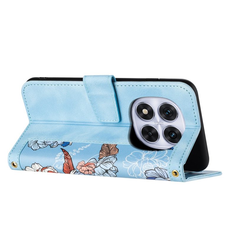 Skyddsfodral Xiaomi Redmi Note 14 Pro 4g Grafiska Blommor Med Rem