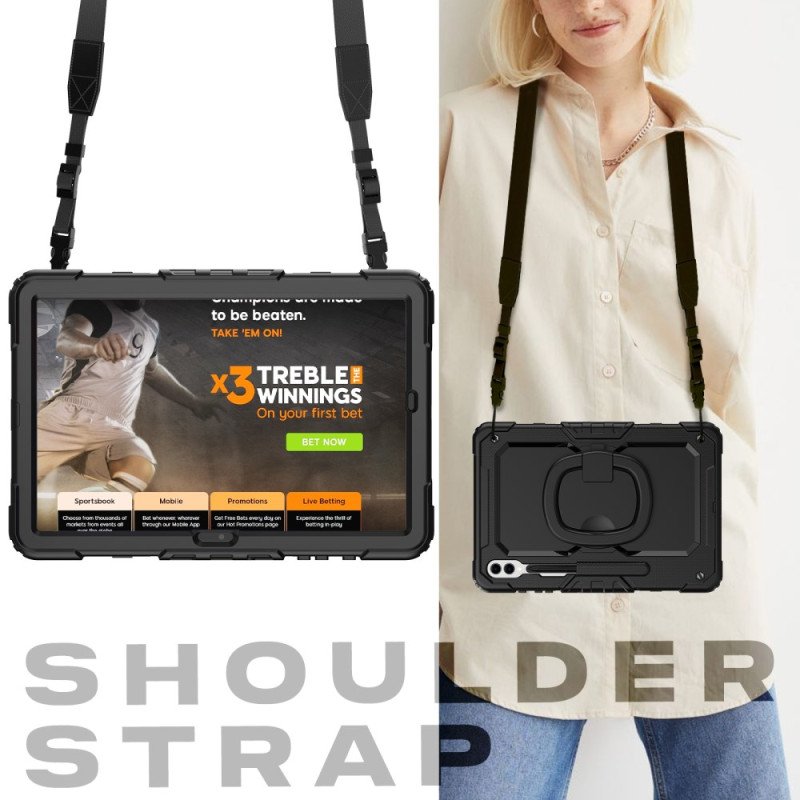 Skal Samsung Galaxy Tab S10 Ultra Premiumskydd Med Axelrem