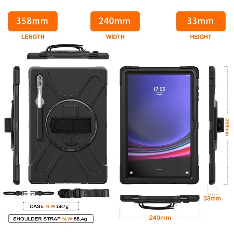 Skal Samsung Galaxy Tab S10 Ultra Trippelskyddande Rem Och Stativ