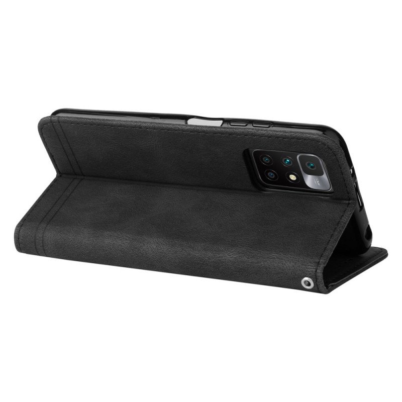 Folio-fodral Xiaomi Redmi 10 Nit Och Rem I Konstläder