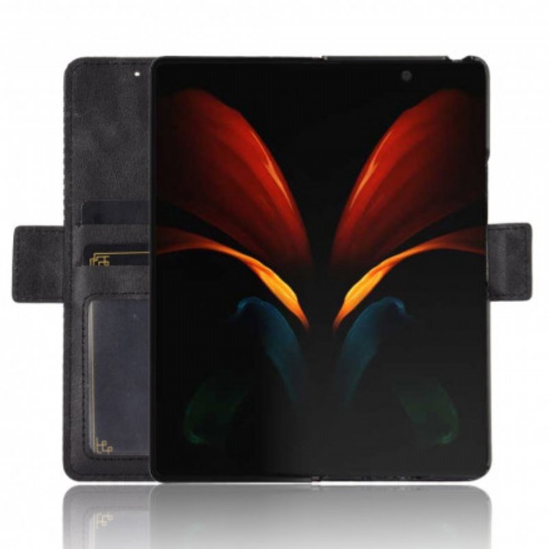 Folio-fodral Samsung Galaxy Z Fold 2 Stiliserad Lädereffekt