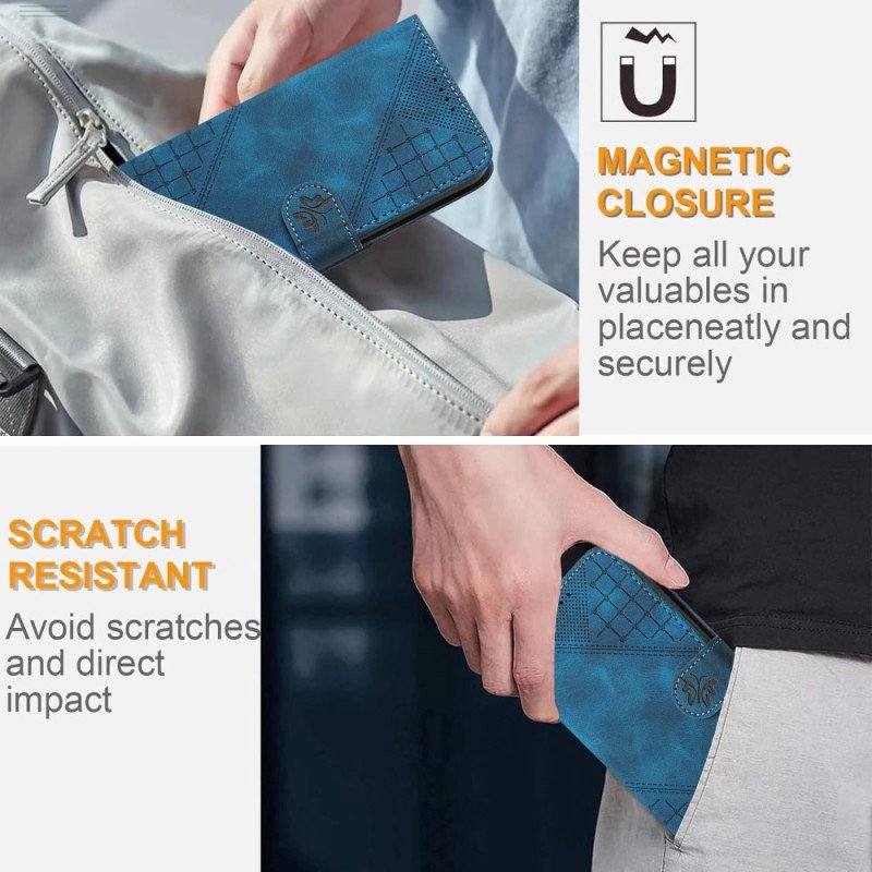 Fodral Realme 14 Pro 5g Geometriska Fjärilar Med Rem