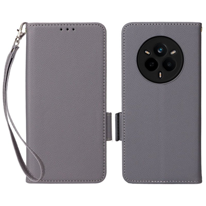 Fodral Realme 14 Pro 5g Litchi-konstläder Med Rem