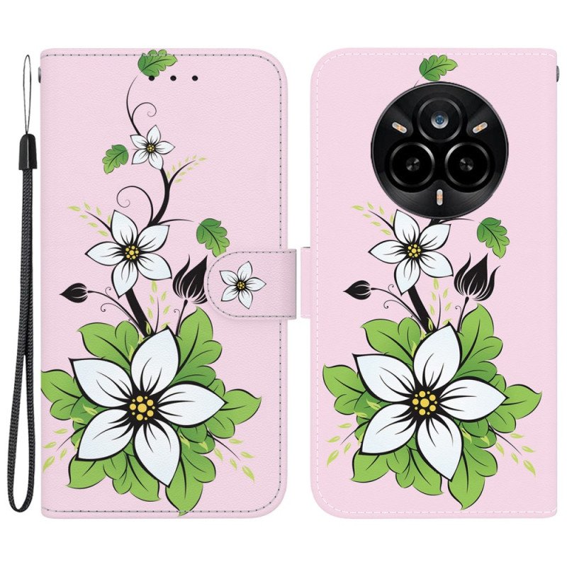 Läderfodral Realme 14 Pro 5g Telefonfodral Liljemönster