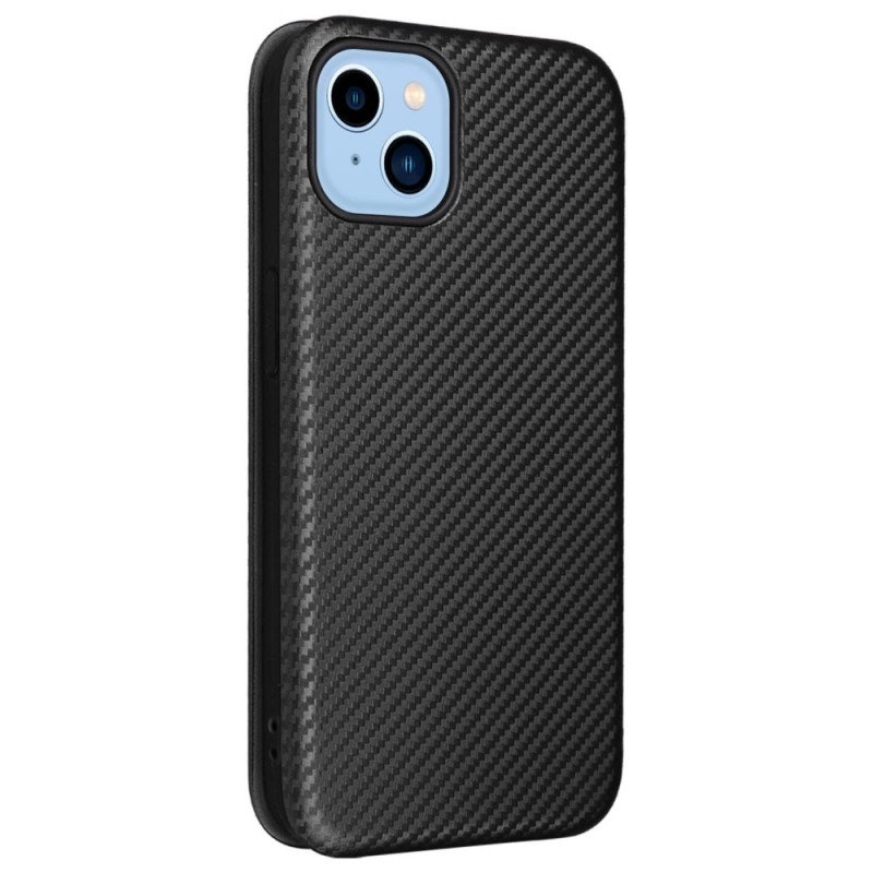 Folio-fodral iPhone 14 Läderfodral Färgad Kolfiber
