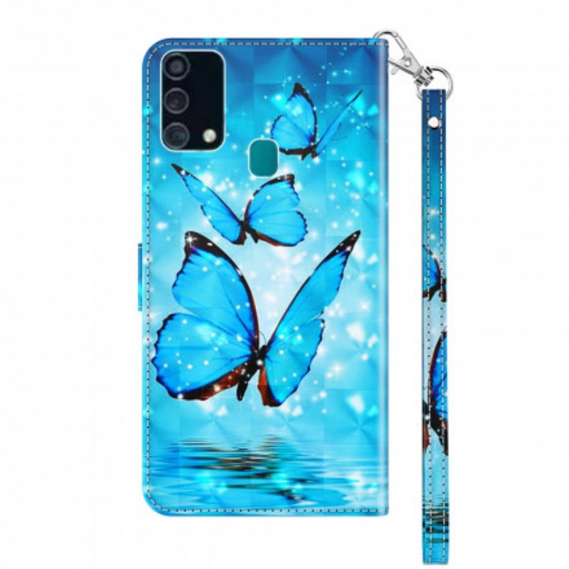 Fodral Samsung Galaxy A32 5G Ljus Fläck Som Flyger Blå Fjärilar