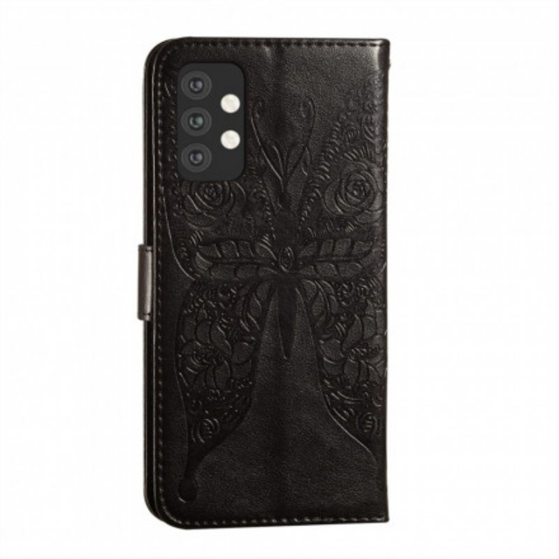 Folio-fodral Samsung Galaxy A32 5G Fjärilar Blommönster