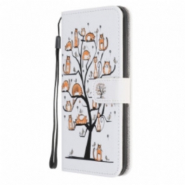 Folio-fodral Samsung Galaxy A32 5G Med Kedjar Funky Cats Med Rem