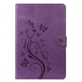 Läderfodral Samsung Galaxy Tab S8 / Tab S7 Blommiga Fjärilar