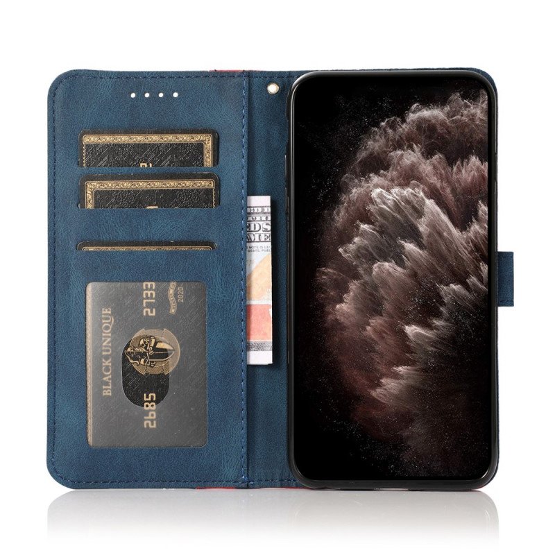 Fodral Samsung Galaxy M12 / A12 Tvåfärgad Triangel Konstläder