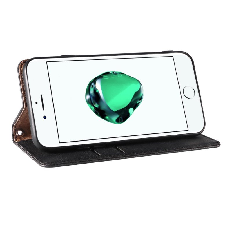 Folio-fodral iPhone SE 3 / SE 2 / 8 / 7 Med Kedjar Läderfodral Retro Strappy