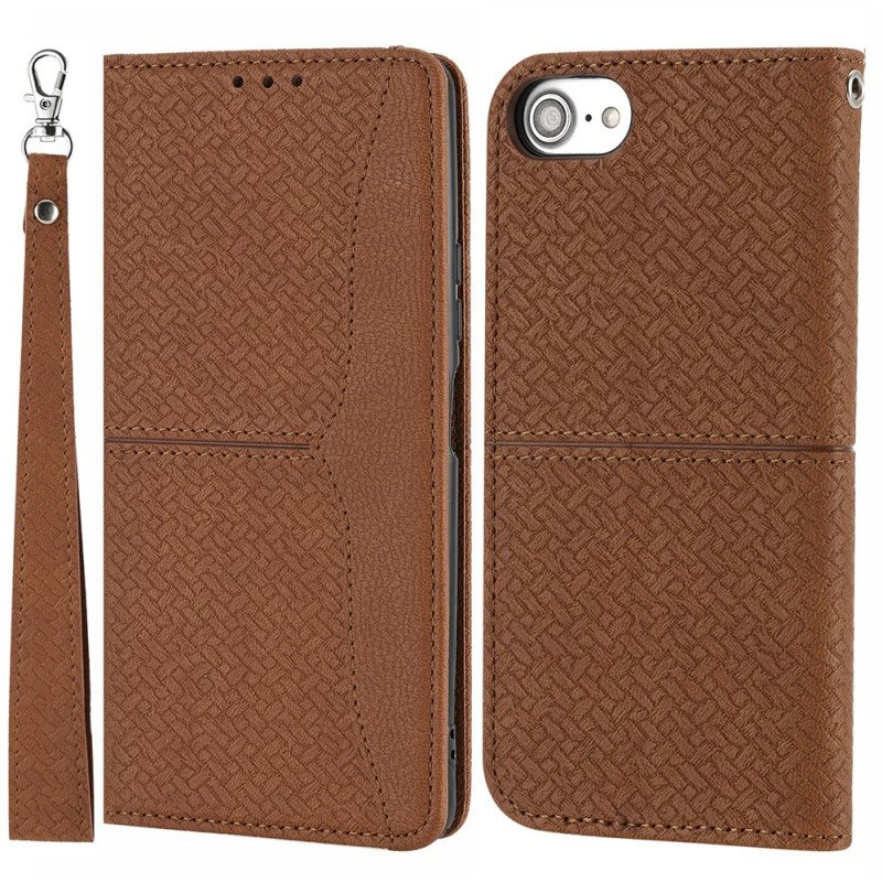 Folio-fodral iPhone SE 3 / SE 2 / 8 / 7 Med Kedjar Strappy Vävd Stil