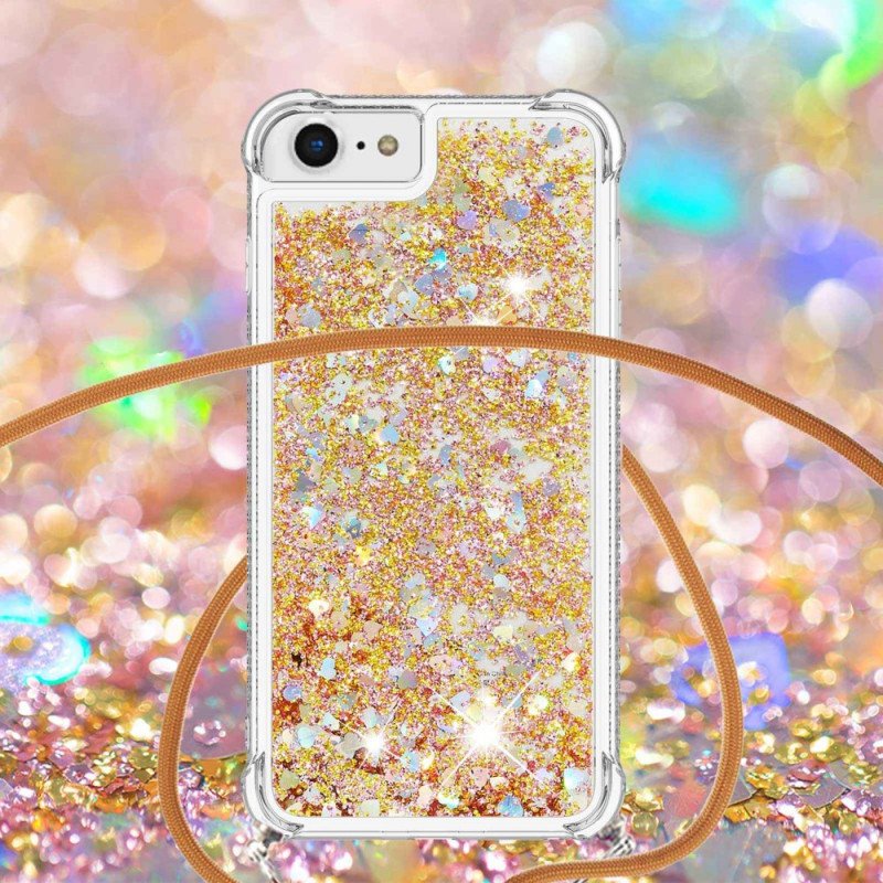 Skal iPhone SE 3 / SE 2 / 8 / 7 Med Snodd Design Av Paljetter Med Dragsko