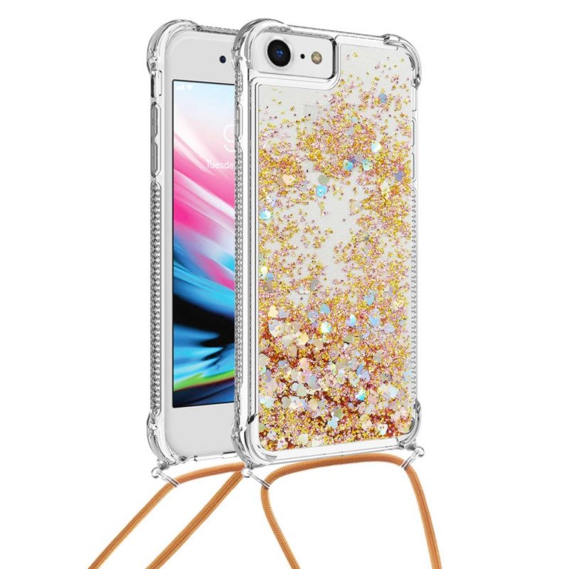 Skal iPhone SE 3 / SE 2 / 8 / 7 Med Snodd Design Av Paljetter Med Dragsko