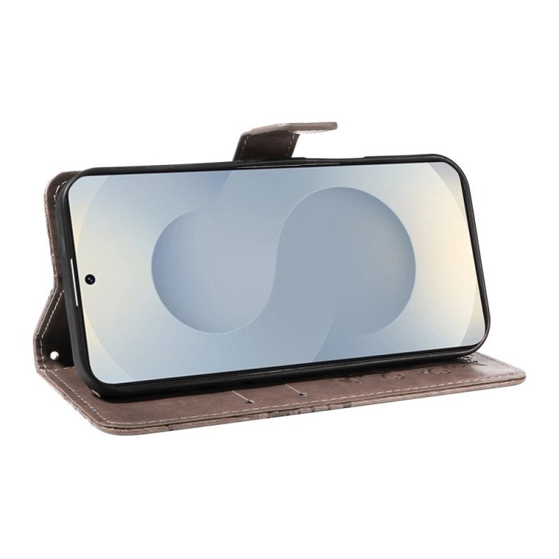 Läderfodral Samsung Galaxy S25 5g Edge Telefonfodral Jättefjärilsmönster