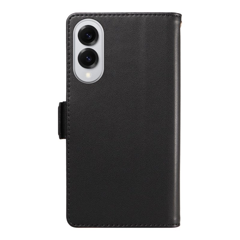 Läderfodral Samsung Galaxy S25 5g Edge Telefonfodral Korthållare Och Handledsrem