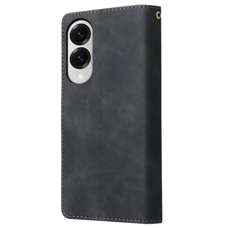 Läderfodral Samsung Galaxy S25 5g Edge Telefonfodral Plånbok Med Mocka