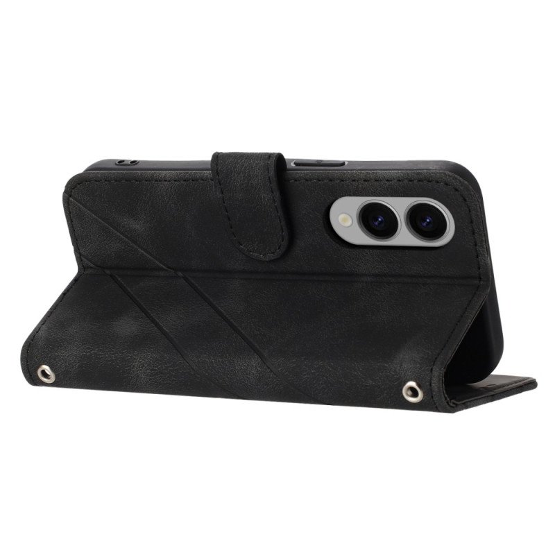 Läderfodral Samsung Galaxy S25 5g Edge Telefonfodral Tryckt Linjerem