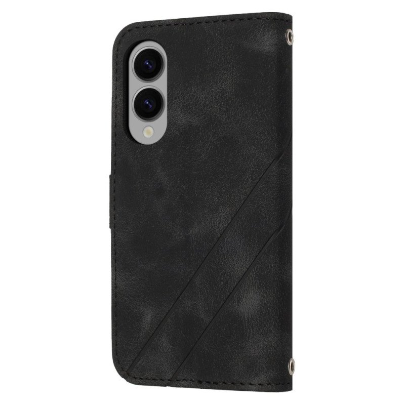 Läderfodral Samsung Galaxy S25 5g Edge Telefonfodral Tryckt Linjerem