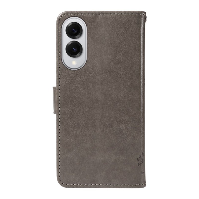 Läderskal Fodral Samsung Galaxy S25 5g Edge Träd Och Katt