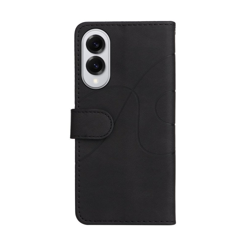 Läderskal Fodral Samsung Galaxy S25 5g Edge Tvåfärgad Krusning