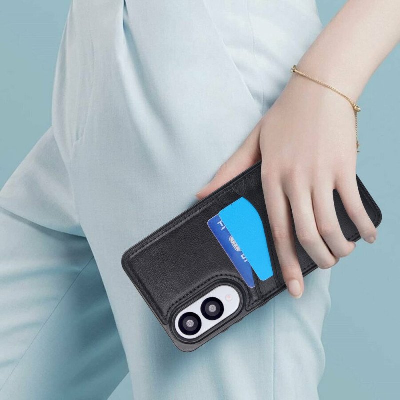 Skal För Samsung Galaxy S25 5g Edge Lädereffekt Med Korthållare