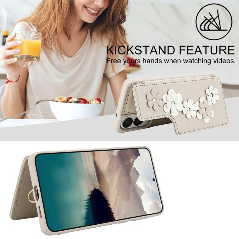 Skal Samsung Galaxy S25 5g Edge Korthållare Med Blommigt Snodd