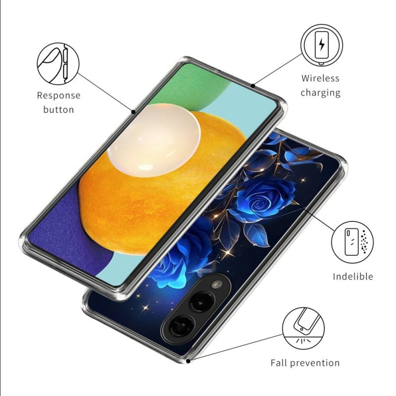 Skal Samsung Galaxy S25 5g Edge Telefonfodral Blå Rosor