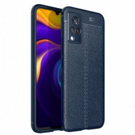 Skal Vivo V21 5G Dubbel Linje Litchi Läder Effekt