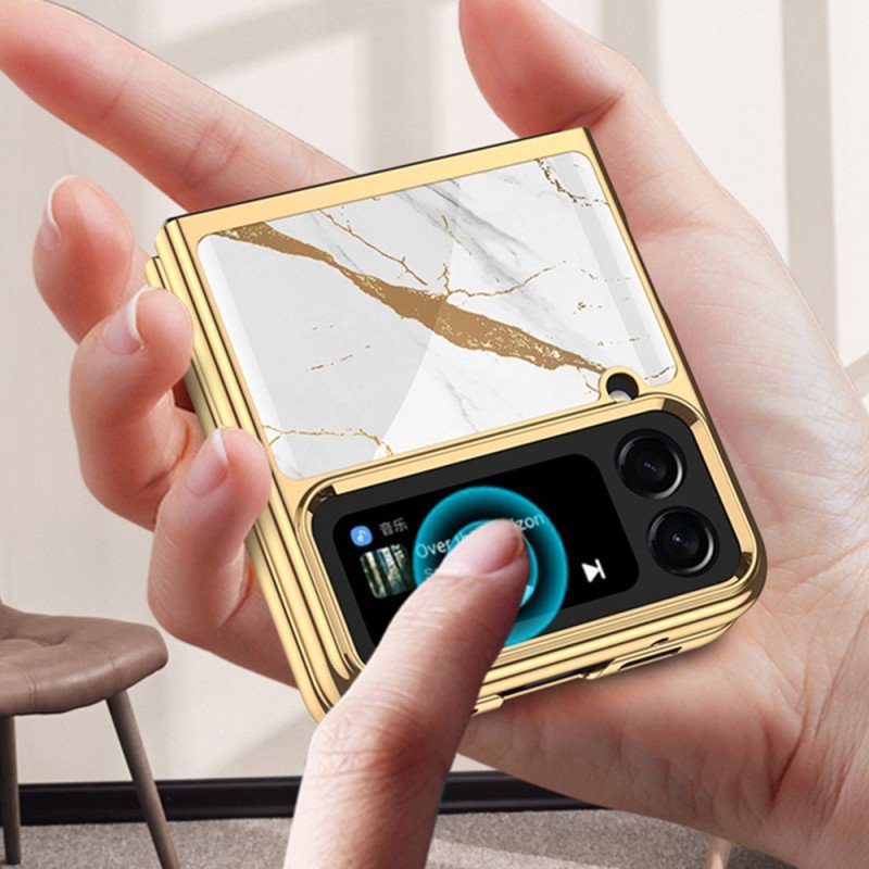 Folio-fodral Mobilskal Samsung Galaxy Z Flip 4 Läderfodral Gkk Abstrakt Härdat Glas