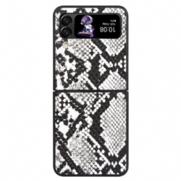 Folio-fodral Skal Samsung Galaxy Z Flip 4 Läderfodral Snake Skin Effekt