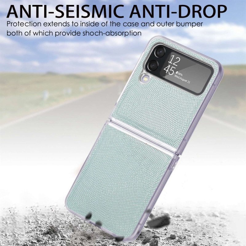 Folio-fodral Skal Samsung Galaxy Z Flip 4 Läderfodral Snake Style På Klar Silikon