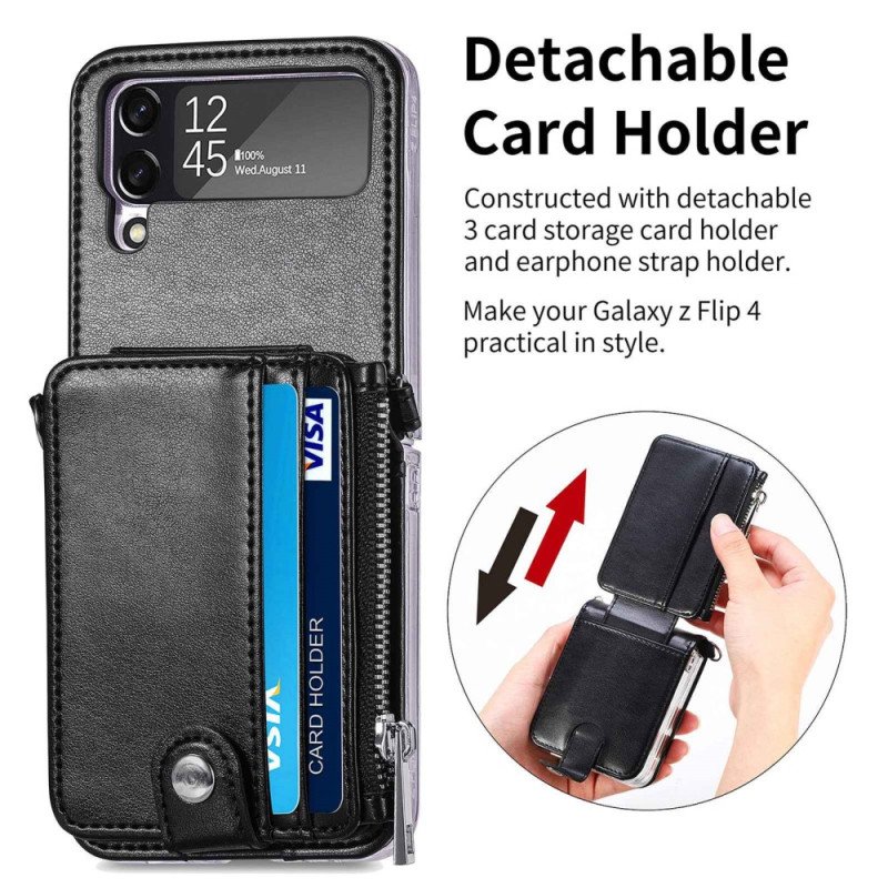 Folio-fodral Skal Samsung Galaxy Z Flip 4 Plånboksfodral Läderfodral Plånbok Med Axelrem