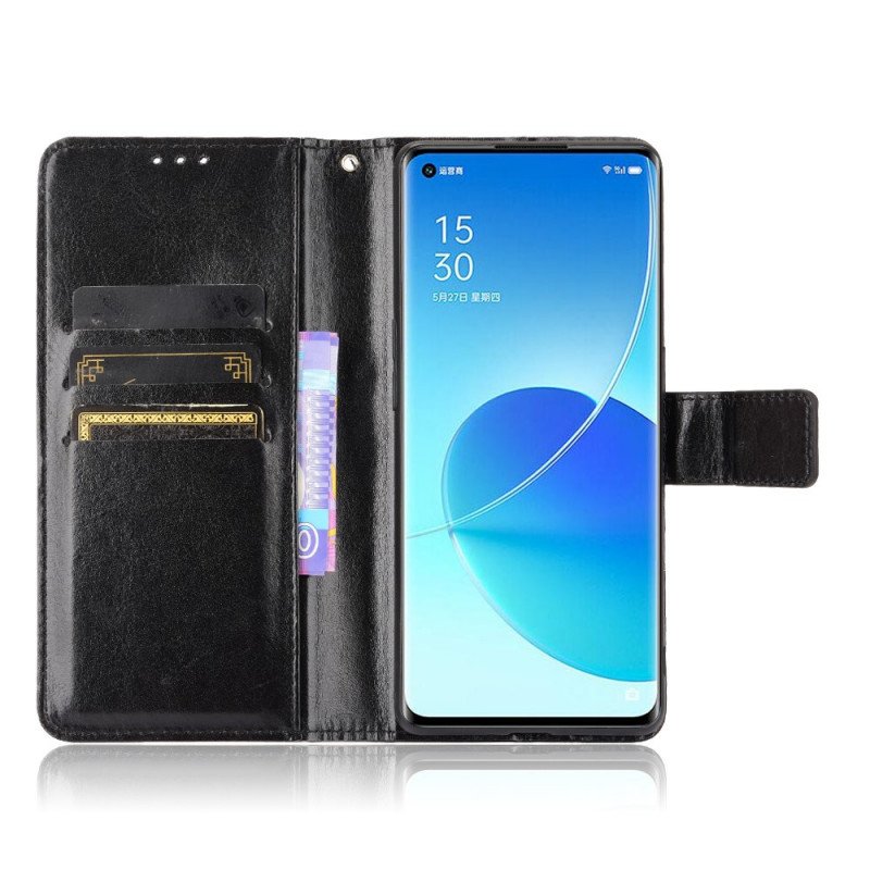 Folio-fodral Oppo Reno 6 Pro 5G Slät Texturrem Och Lås