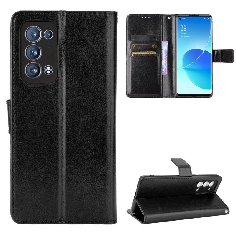 Folio-fodral Oppo Reno 6 Pro 5G Slät Texturrem Och Lås