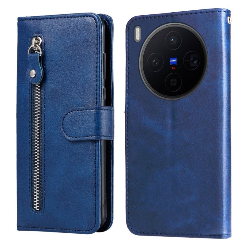 Läderfodral Vivo X300 Telefonfodral Ficka Med Dragkedja