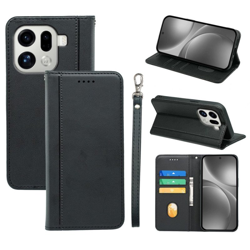 Folio-fodral Oppo Find X9 Pro 5g Kantband Med Rem