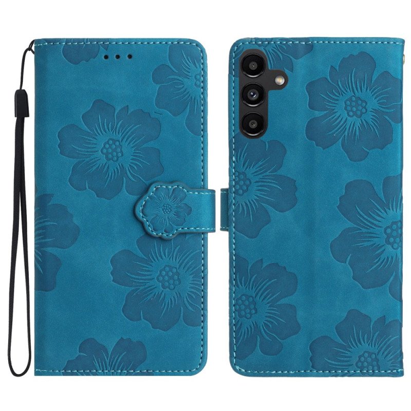 Läderskal Fodral Samsung Galaxy A16 5g Blommig Remdesign