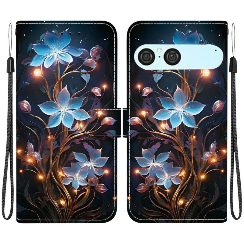 Fodral Sony Xperia 10 Vii Blått Blommönster