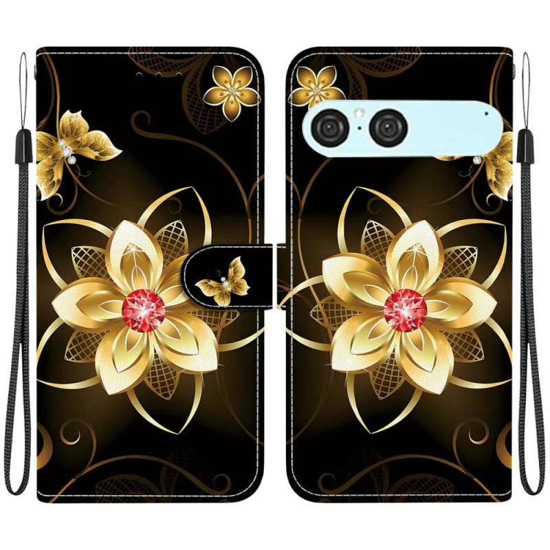 Fodral Sony Xperia 10 Vii Gyllene Blomma