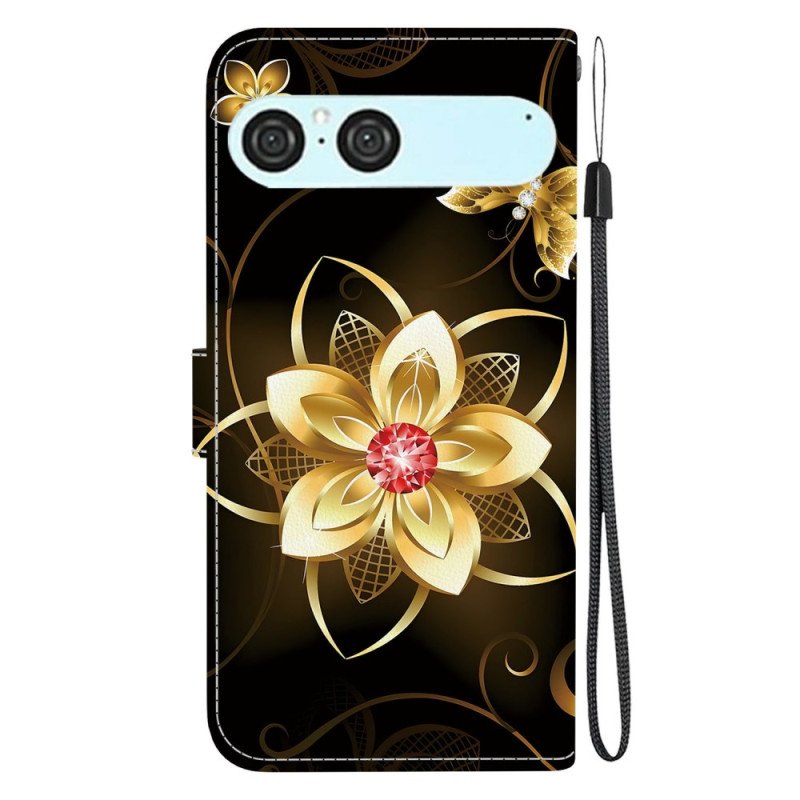 Fodral Sony Xperia 10 Vii Gyllene Blomma